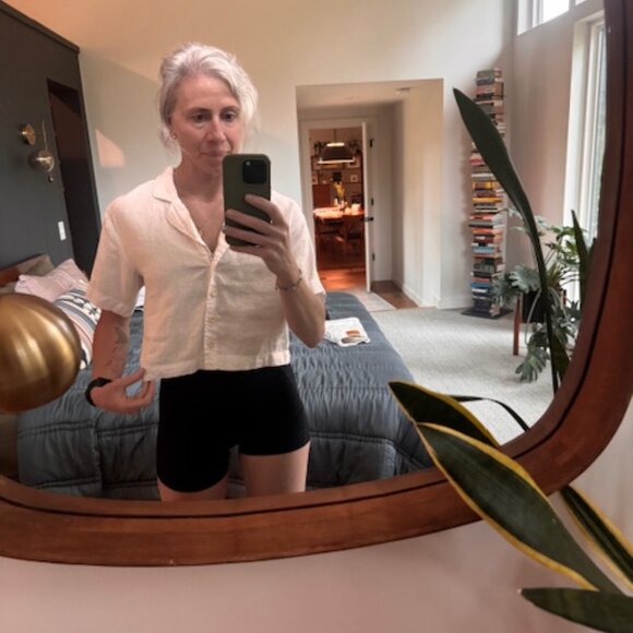 Madewell Linen Crop White Button-Up Size S - Picture 8 of 10